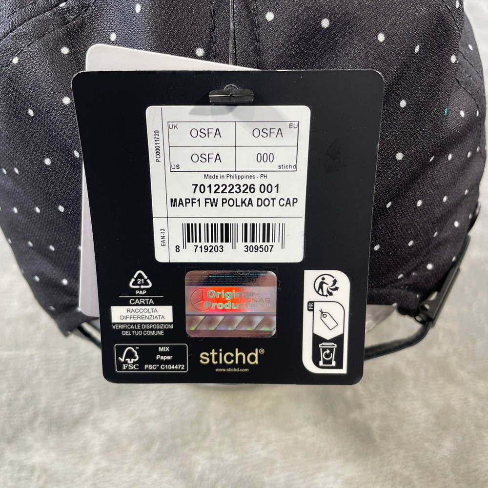 Mercedes Cap Hat AMG Petronas F1 Black Polka Dot Baseball OSFA - Picture 5 of 10